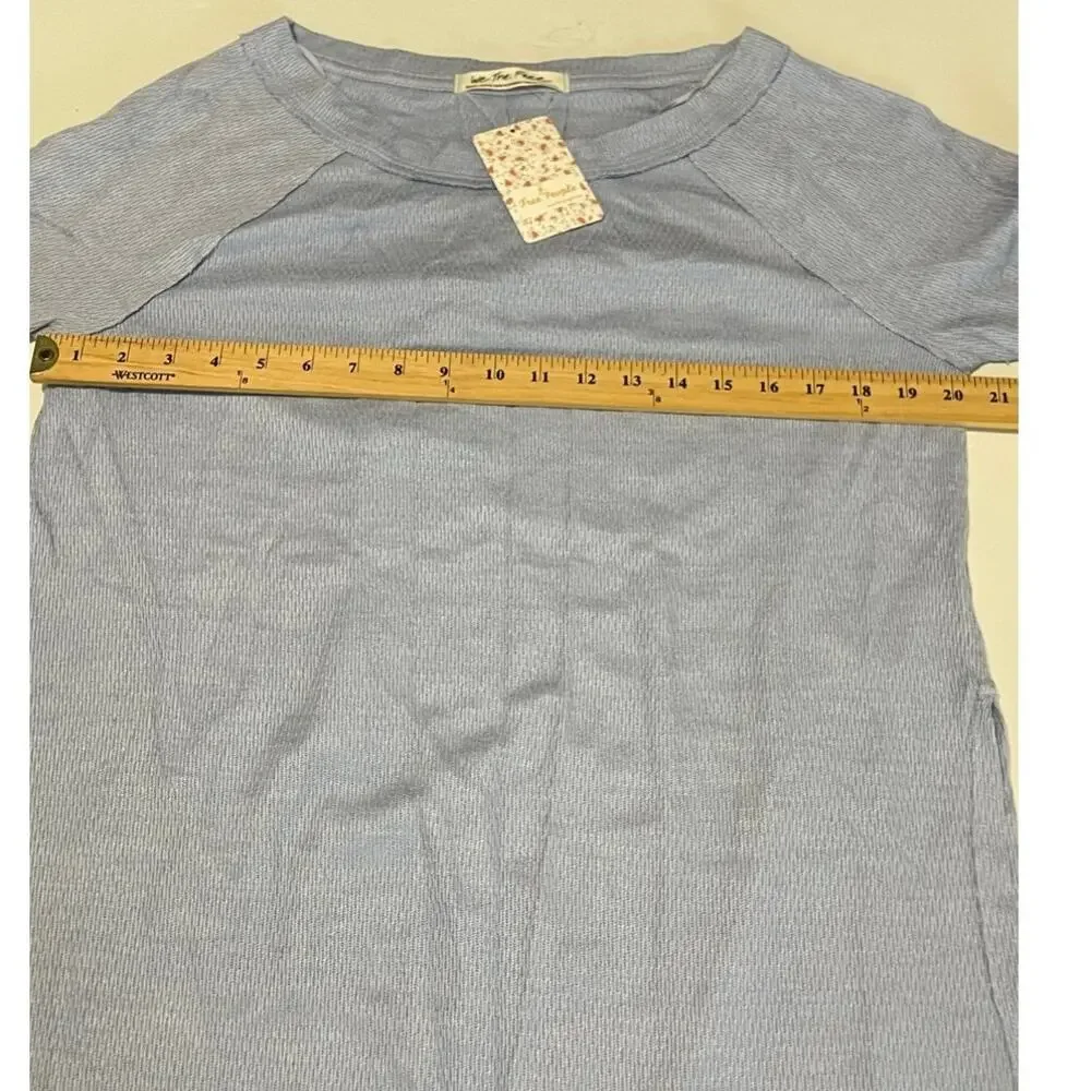 Free People We The Free Snowy Thermal Top Oversized In The Rain Blue Size XSmall